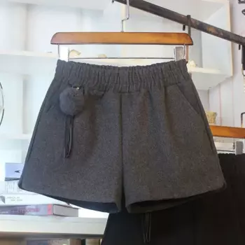 Женские удобные осенне-зимние однотонные шорты S-4XL, женские мягкие шерстяные Свободные Теплые Элегантные темпераментные корейские модные с высокой талией