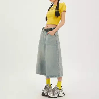 Женские укороченные джинсы в стиле ретро с высокой посадкой