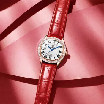 Женские ультратонкие кварцевые часы с римским циферблатом и кожаным ремешком