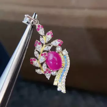 Женские вечерние ювелирные изделия Новые Природный и реальные подвеска с рубином S925 серебро