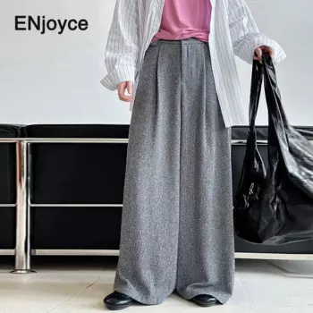 Женские винтажные бархатные широкие брюки, весенне-осенняя женская рабочая одежда, повседневные хлопковые мешковатые брюки с высокой талией