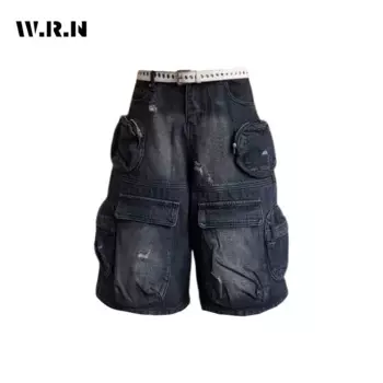 Женские винтажные джинсовые шорты с высокой талией и карманами