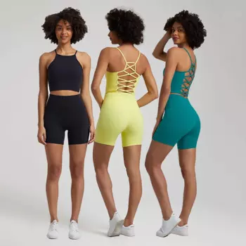 Женские высокоэластичные комплекты для йоги, одежда для спортзала, укороченный топ для фитнеса, шорты для тренировок, спортивные костюмы из 2 предметов, спортивный костюм без рукавов, одежда для спортзала