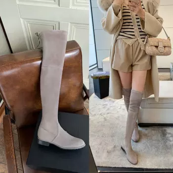 Женские замшевые сапоги выше колена, на осень/зиму