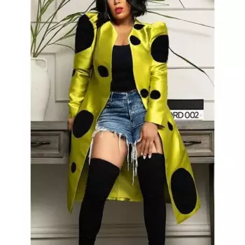 Женские зимние длинные пальто Modigirl 2024, свободная уличная одежда с длинными рукавами и узором в горошек, женская верхняя одежда миди, куртка на осень