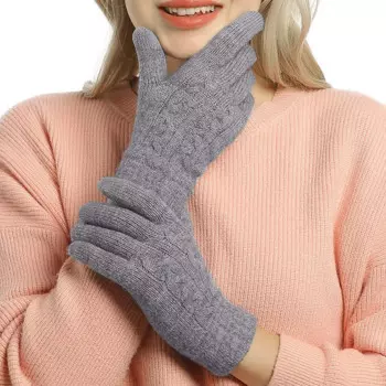 Женские зимние шерстяные вязаные двухслойные флисовые плотные теплые перчатки мужские уличные ездовые варежки с пальцами для сенсорного экрана для вождения S128