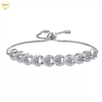 Женский эластичный браслет с муассанитом, из серебра 925 пробы