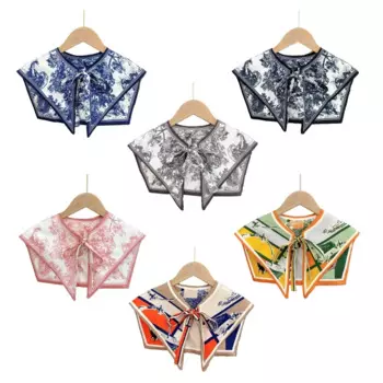 Женский элегантный шелковистый шарф со съемным воротником, винтажная шаль в полоску с цветным принтом «Львиный лес», рубашка на