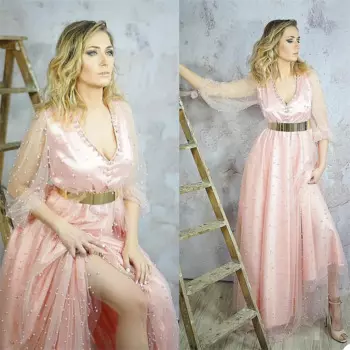 Женский банный халат с длинным рукавом, розовый жемчуг