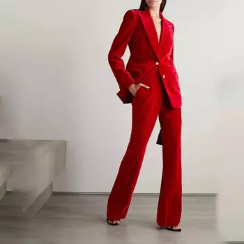 Женский бархатный костюм-двойка Женский комплект из 2 предметов и брюк Женский комплект из 2 предметов Шикарные и элегантные костюмы Женская осенняя женская одежда