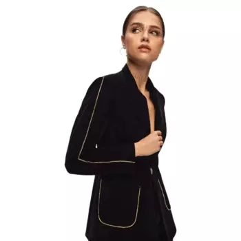 Женский бархатный костюм из 2 предметов, блейзер и прямые брюки