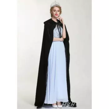 Женский бархатный плащ, роскошная накидка в европейском стиле длиной 71 дюйма, средневековая накидка, вечерние карнавальные костюмы королевы черного цвета