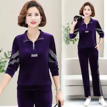 Женский Бархатный спортивный костюм из 2 предметов, спортивный костюм на весну и осень, свитер + брюки, одежда для бега и бега, повседневный комплект для тренировок и фитнеса, спортивная одежда