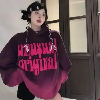 Женский бархатный свитер с капюшоном, толстовка из пены с градиентом, Осень-зима