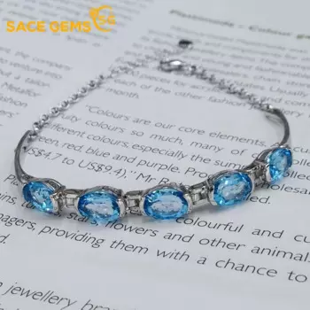 Женский браслет из серебра 100% пробы с топазом