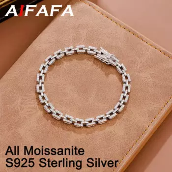 Женский браслет из серебра 100% пробы с муассанитом