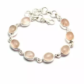 Женский браслет из серебра 925 пробы с розовым кварцем