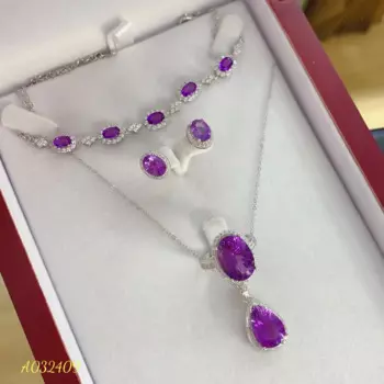 Женский браслет из серебра 925 пробы с натуральным аметистом