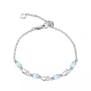 Женский браслет из серебра 925 пробы с натуральным голубым топазом