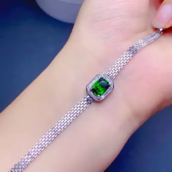 Женский браслет из серебра 925 пробы с драгоценными камнями