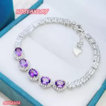 Женский браслет из серебра 925 пробы с натуральным аметистом