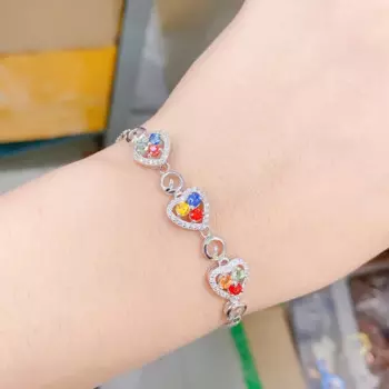 Женский браслет из серебра 925 пробы с натуральным сапфиром