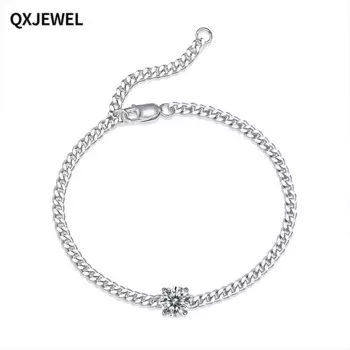 Женский браслет из серебра 925 пробы, с муассанитом, 3 мм