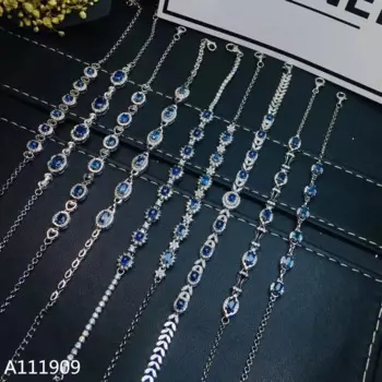 Женский браслет из серебра 925 пробы с натуральным сапфиром