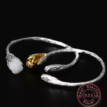 Женский браслет из серебра 925 пробы с натуральным камнем