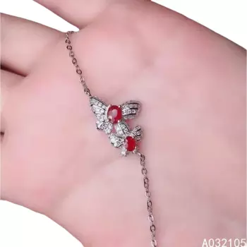 Женский браслет KJJEAXCMY-925 из стерлингового серебра, Изящные Ювелирные изделия, натуральный рубин, свежая модная бабочка, стиль OL, ручной браслет с драгоценными камнями,