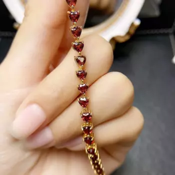 Женский браслет с гранатом FS, серебро 925 пробы, 4 мм