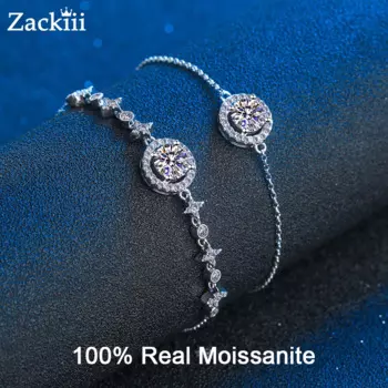 Женский бриллиантовый браслет с муассанитом, D-образный бриллиант