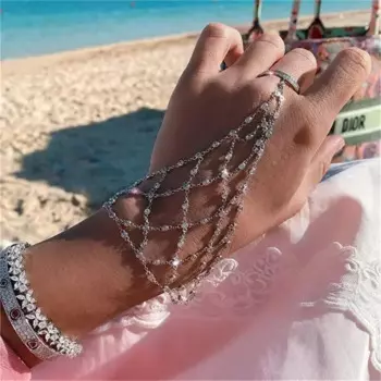 Женский цельный браслет из серебра 925 пробы, с цирконами