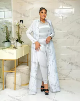 Женский деловой Атласный Костюм из 2 предметов, Длинный блейзер и брюки, деловые Свадебные смокинги, Офисная куртка, Индивидуальный размер, пальто