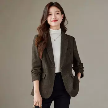 Женский деловой Блейзер на одной пуговице, осень/зима 2024, новый простой и аккуратный элегантный костюм с длинным рукавом, горячая Распродажа