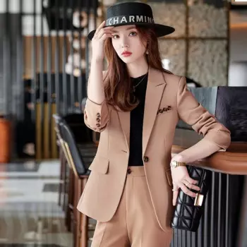 Женский деловой костюм, Новинка весна-осень, Модный женский высококлассный костюм, куртки, рабочая одежда