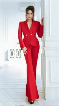 Женский Дизайнерский костюм из блейзера и брюк, комплект из 2 предметов, пикантный свадебный пиджак под смокинг с V-образным вырезом, Официальный офисный Женский костюм на заказ
