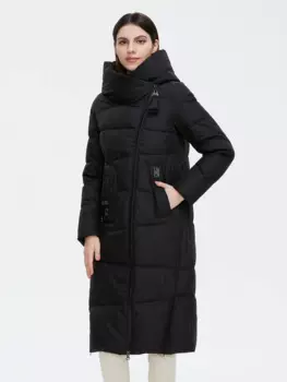 Женский длинный пуховик с капюшоном, в стиле ретро