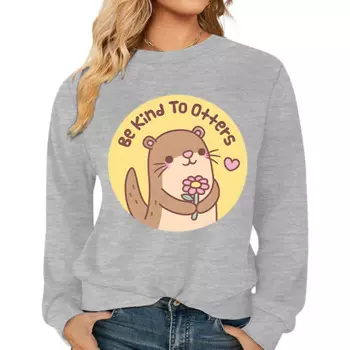 Женский флисовый свитшот с длинным рукавом и принтом выдры