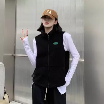 Женский флисовый жилет без рукавов из полиэстера, осенне-зимние теплые пальто из искусственного меха, однотонная куртка на молнии