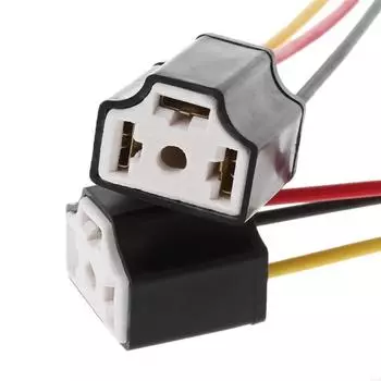 Женский H4 9003 HB2 Держатель лампы для автомобильных фар Удлинитель провода Светодиодный разъем для лампы Керамическая вилка с косичкой Переходная розетка 2 шт.