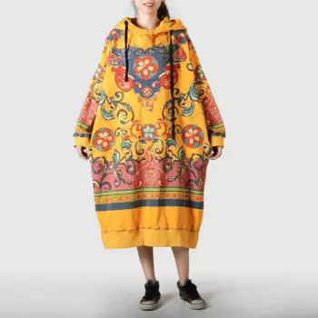 Женский хлопковый свитшот с длинным рукавом, свободного покроя