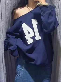 Женский хлопковый свитшот с круглым вырезом, с длинным рукавом