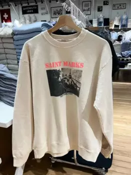 Женский хлопковый свитшот с круглым вырезом, с принтом