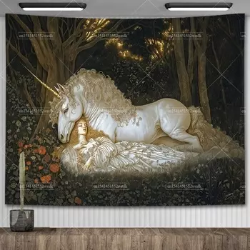 Женский и единорог гобелен FFO