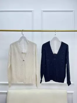 Женский кардиган из кашемира, осенне-зимний Кардиган из высококачественной пряжи с блестками