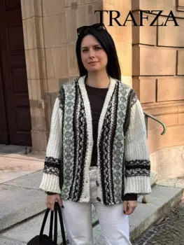 Женский Кардиган с длинным рукавом и V-образным вырезом