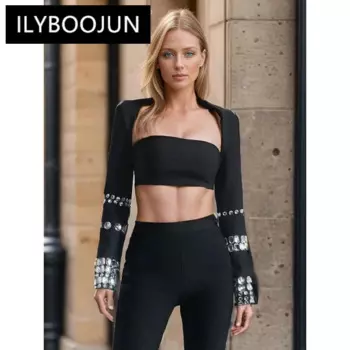 Женский кардиган с длинным рукавом ILYBOOJUN, однотонный кардиган с длинными рукавами и открытым стежком