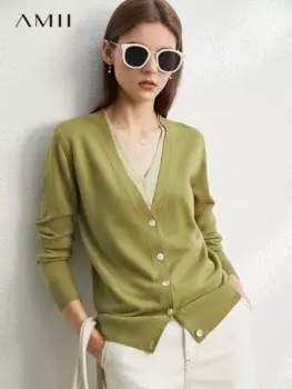 Женский кардиган с V-образным вырезом, длинным рукавом