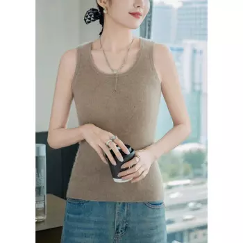 Женский кашемировый пуловер с U-образным вырезом, без рукавов